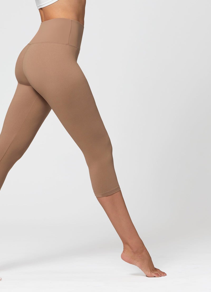 Conceited Capri Leggings for Women - Soft - High Waist Tummy Control - Essential - Regular and Plus Size - Mocha - Small - Medium - Image 5